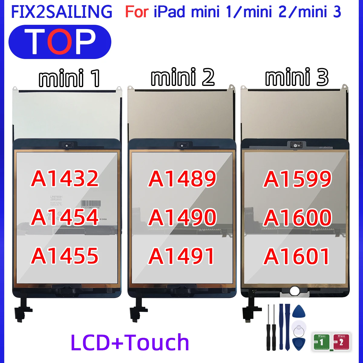 ЖК-дисплей и сенсорный экран протестирован для iPad Mini 1 Mini2 Mini3 A1432 A1454 A1455 A1489 A1490 A1491