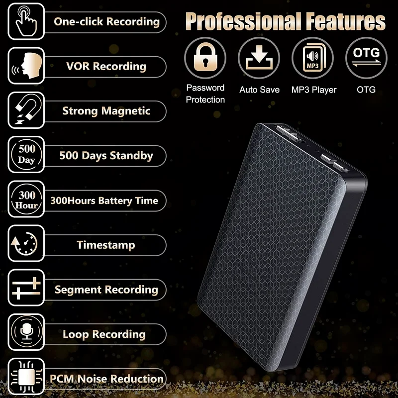 SRUTON 300hours Voice recorder High Quality HD Dictaphone Pen Audio Sound Mini Activated Digital Professional Micro MP3 Player
SRUTON 300hours Voice recorder High Quality HD Dictaphone Pen Audio Sound Mini Activated Digital Professional Micro MP3 Player
