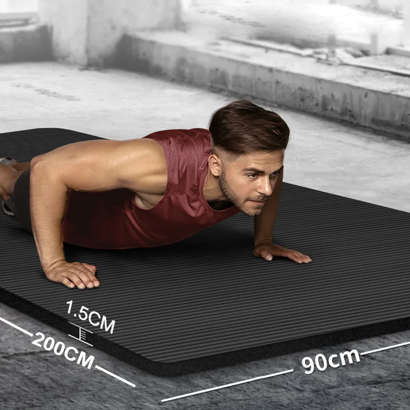 

NEW Plus Size Men Fitness Mat 200X90cmX2cm Beginner Soft NBR Yoga Mat Thickened Gym Exercise Mats With Carrying Strap And Bag