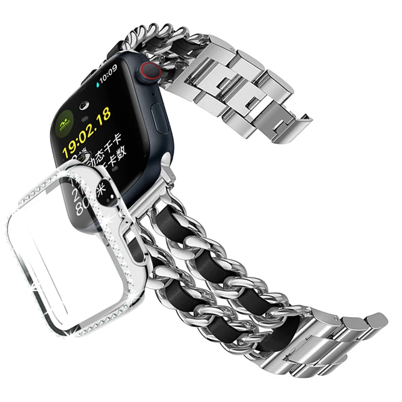 band+Case For Apple Watch 7 6 Se 5 4 3 Stainless Steel Fashion Link Strap for iWatch Series 38/40mm 42/44mm 41mm 45mm Bracelet
band+Case For Apple Watch 7 6 Se 5 4 3 Stainless Steel Fashion Link Strap for iWatch Series 38/40mm 42/44mm 41mm 45mm Bracelet