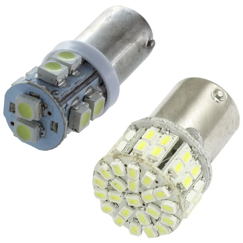 

2 Pcs BA15S 1156 1141 Car Tail Brake Turn Light LED Bulbs & 2 Pcs T11 BA9S T4W 10-SMD Xenon White LED Side Light Lamp