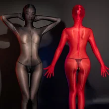 Sexy Oil Shiny Full Body Zentai Bodysuit for Women SM Tight Catsuits Jumpsuits Erotic Lingerie Sex Porn Role Play Costumes
