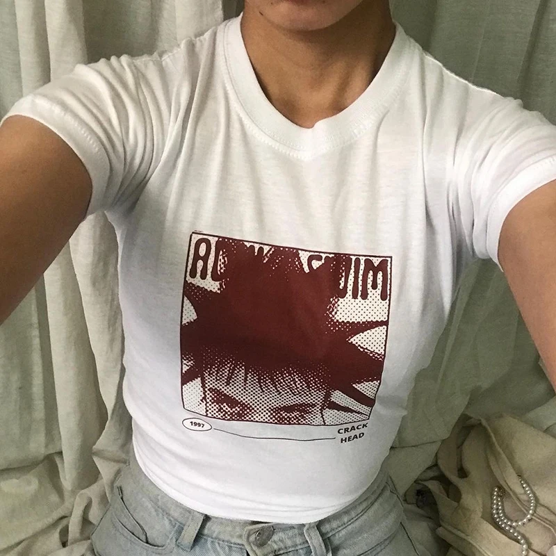 2000s Streetwear vintage grunge Y2k aesthetic Sexy Crop Top graphic print punk E-girl slim short sleeve T-shirt women Clothes
2000s Streetwear vintage grunge Y2k aesthetic Sexy Crop Top graphic print punk E-girl slim short sleeve T-shirt women Clothes