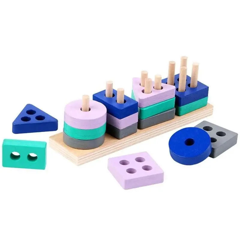 

Игрушка Монтессори, деревянные строительные блоки, цветовая форма, детские головоломки, игрушки для детей, мальчиков и девочек