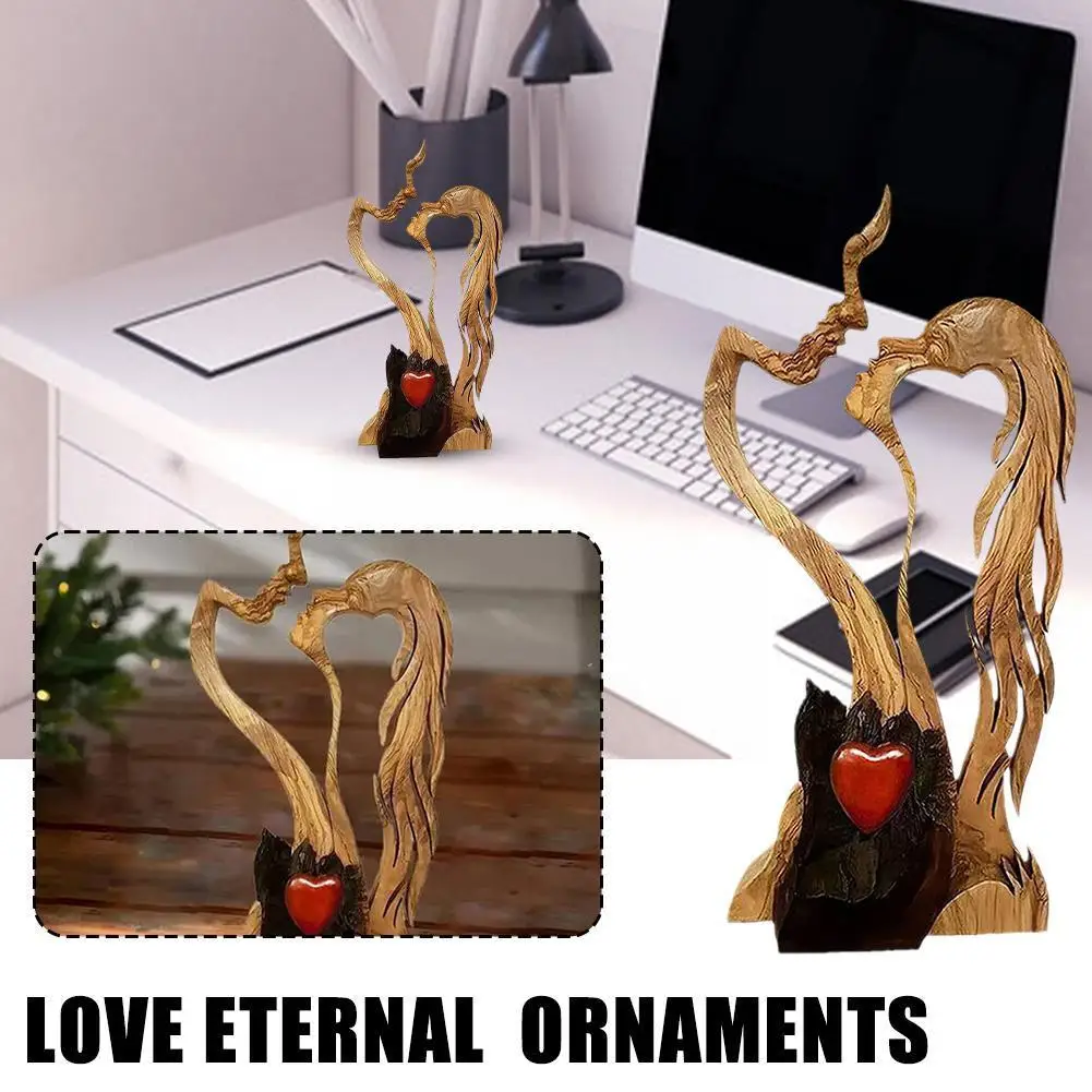 New Love Eternal Wood Ornaments Wooden-heart Desktop Sculpture Couple Kissing Statue Love Art Ornaments For Home Decoration V2s7 
New Love Eternal Wood Ornaments Wooden-heart Desktop Sculpture Couple Kissing Statue Love Art Ornaments For Home Decoration V2s7