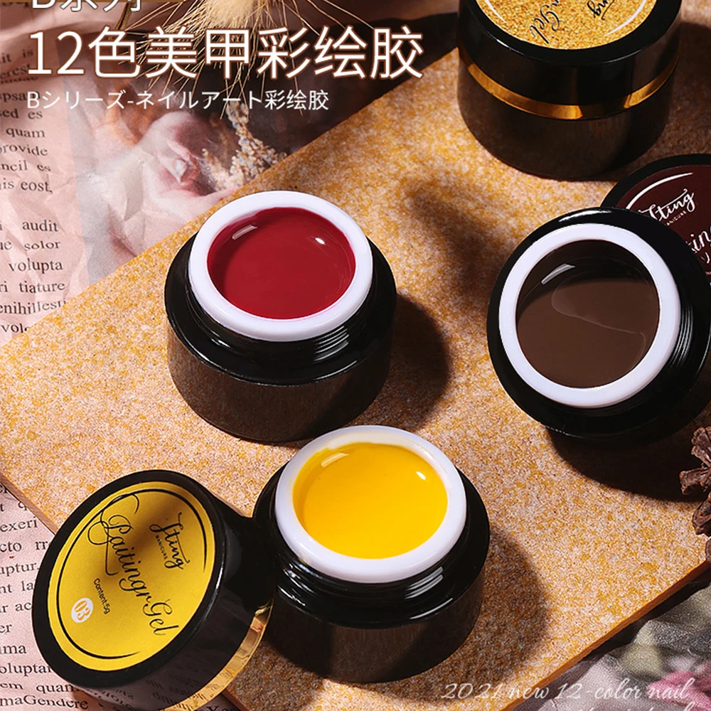 12 Colors Nail Painting Gel Varnish Nail Gel Polish Soak Off UV LED Nail Art Design Polish Drawing Gel For Manicure Accessories
12 Colors Nail Painting Gel Varnish Nail Gel Polish Soak Off UV LED Nail Art Design Polish Drawing Gel For Manicure Accessories