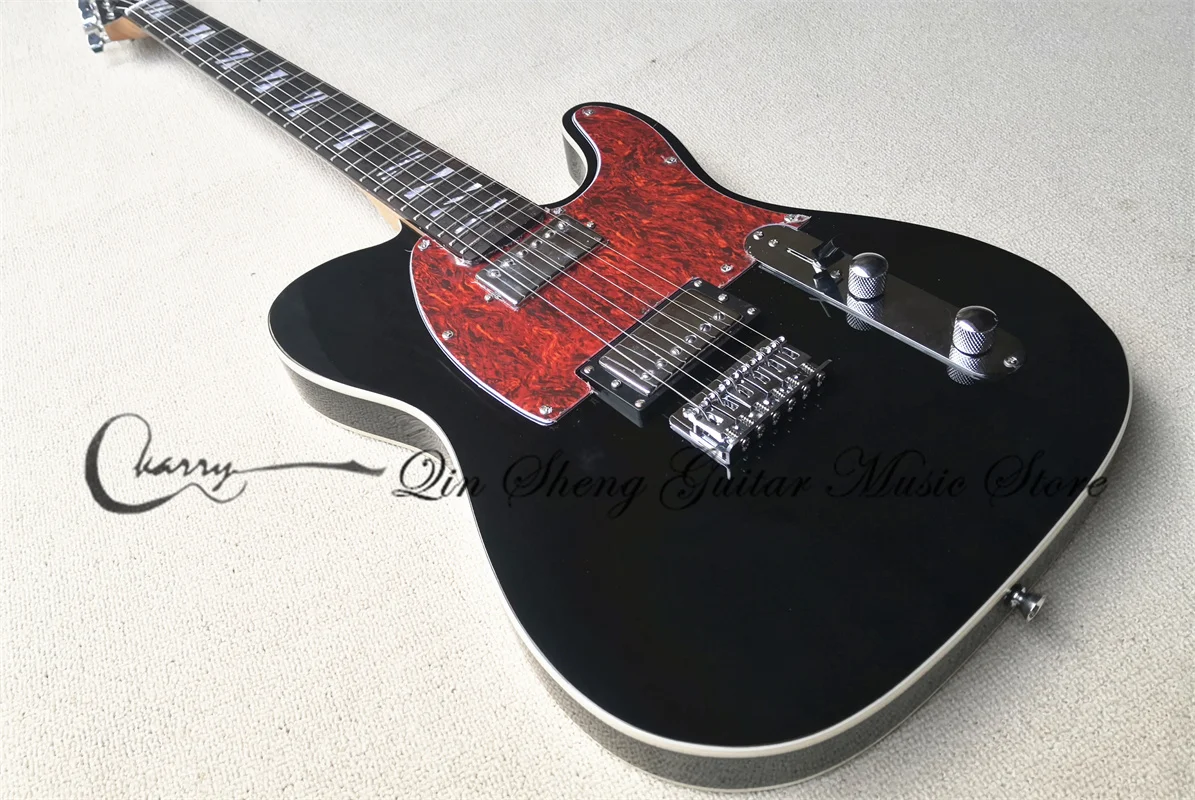 6-string electric guitar, Tel black guitar, HH pickups, white shell inlaid fretboard
6-string electric guitar, Tel black guitar, HH pickups, white shell inlaid fretboard