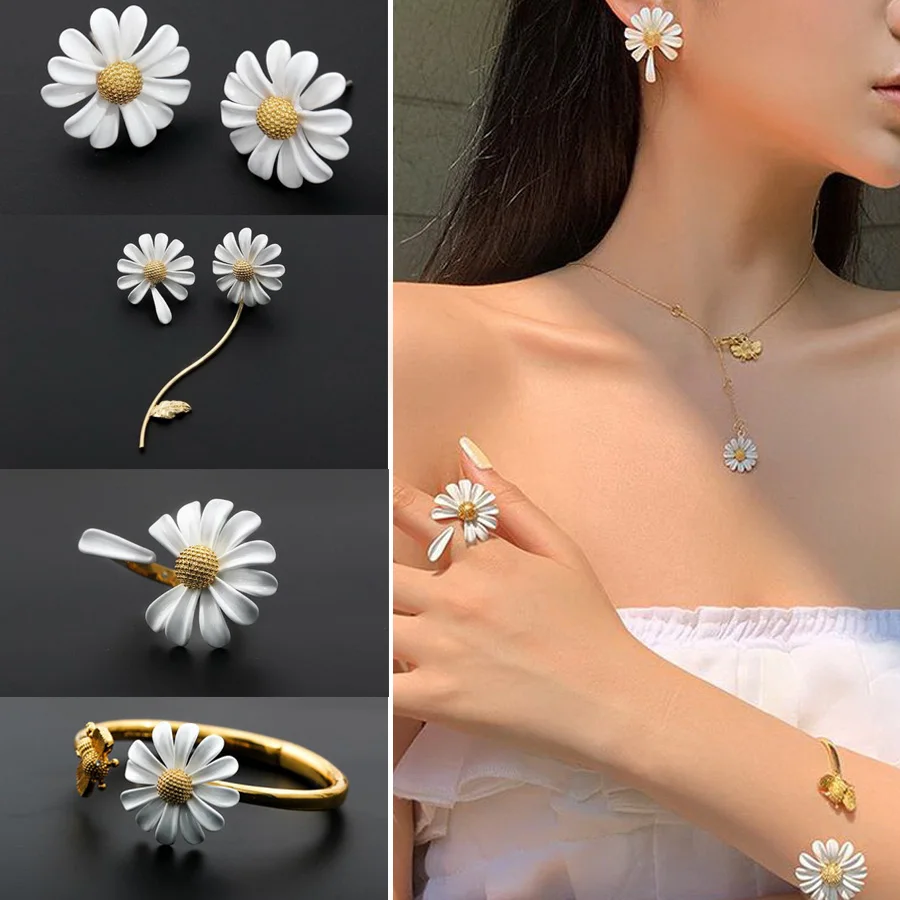 Fashion Sweet Daisy Flowers Earrings Jewelry Set for Women Korean Cute Statement Asymmetrical Earring Party Banquet Jewelry Gift
Fashion Sweet Daisy Flowers Earrings Jewelry Set for Women Korean Cute Statement Asymmetrical Earring Party Banquet Jewelry Gift