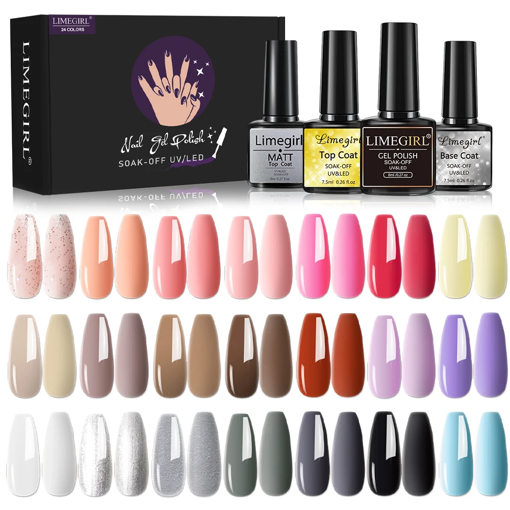 Limegirl Gel Nail Polish Set Semi Permanent UV Led Gel Varnish Soak Off Nail Lacquers Base Top Coat 60/40/24 Colors
Limegirl Gel Nail Polish Set Semi Permanent UV Led Gel Varnish Soak Off Nail Lacquers Base Top Coat 60/40/24 Colors