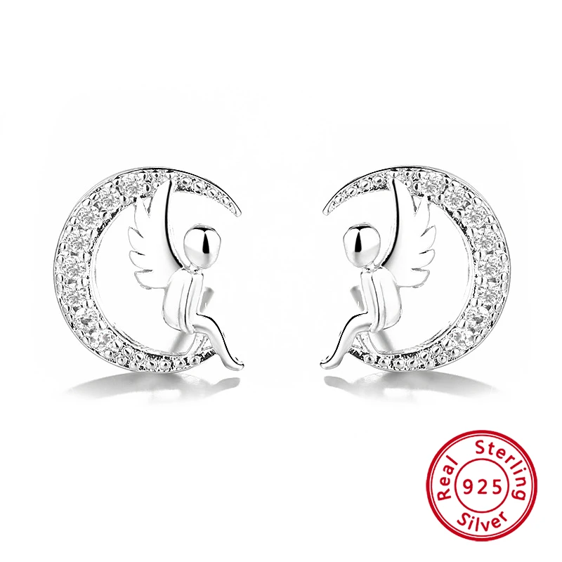 1 Pair Charm Moon 925 Sterling Silver Ear Studs for Female Fine Jewelry New Fashion Angel Luxury Design Women Earrings
1 Pair Charm Moon 925 Sterling Silver Ear Studs for Female Fine Jewelry New Fashion Angel Luxury Design Women Earrings