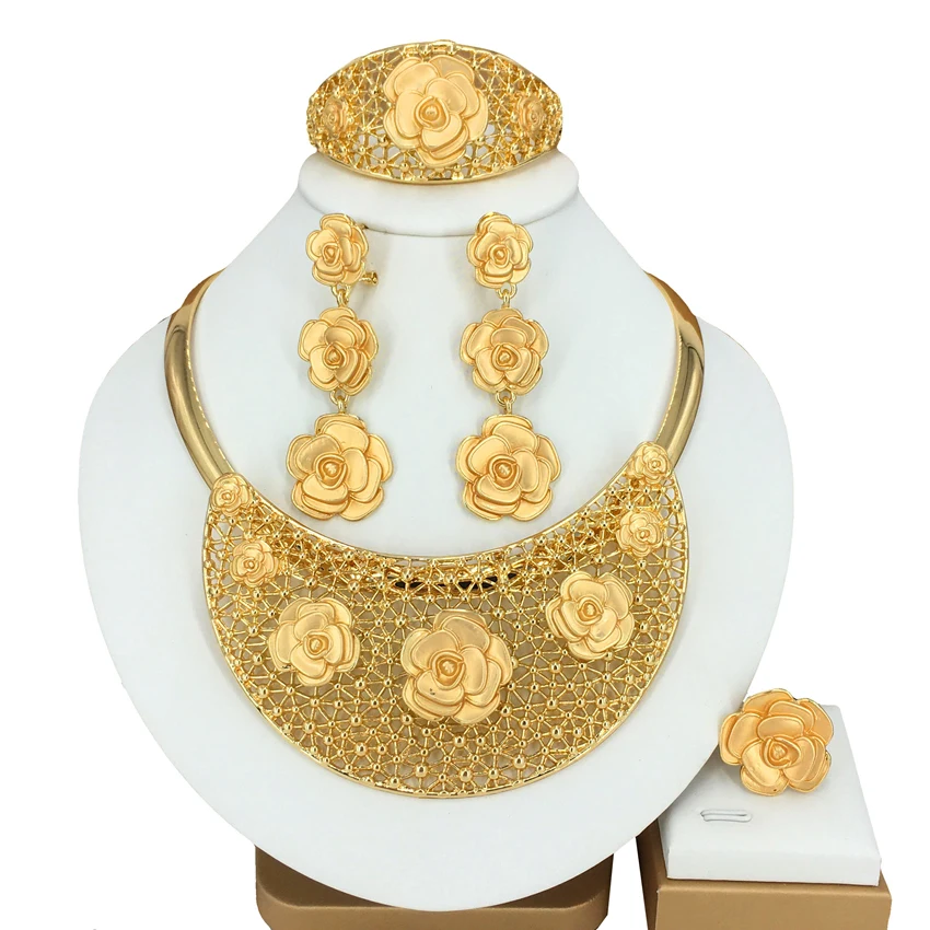 Fashion Jewelry Set Store Gold Color Ring Bracelet Earrings Simple Flower Choker Necklace For Mama Christmas Gifts FHK13802
Fashion Jewelry Set Store Gold Color Ring Bracelet Earrings Simple Flower Choker Necklace For Mama Christmas Gifts FHK13802