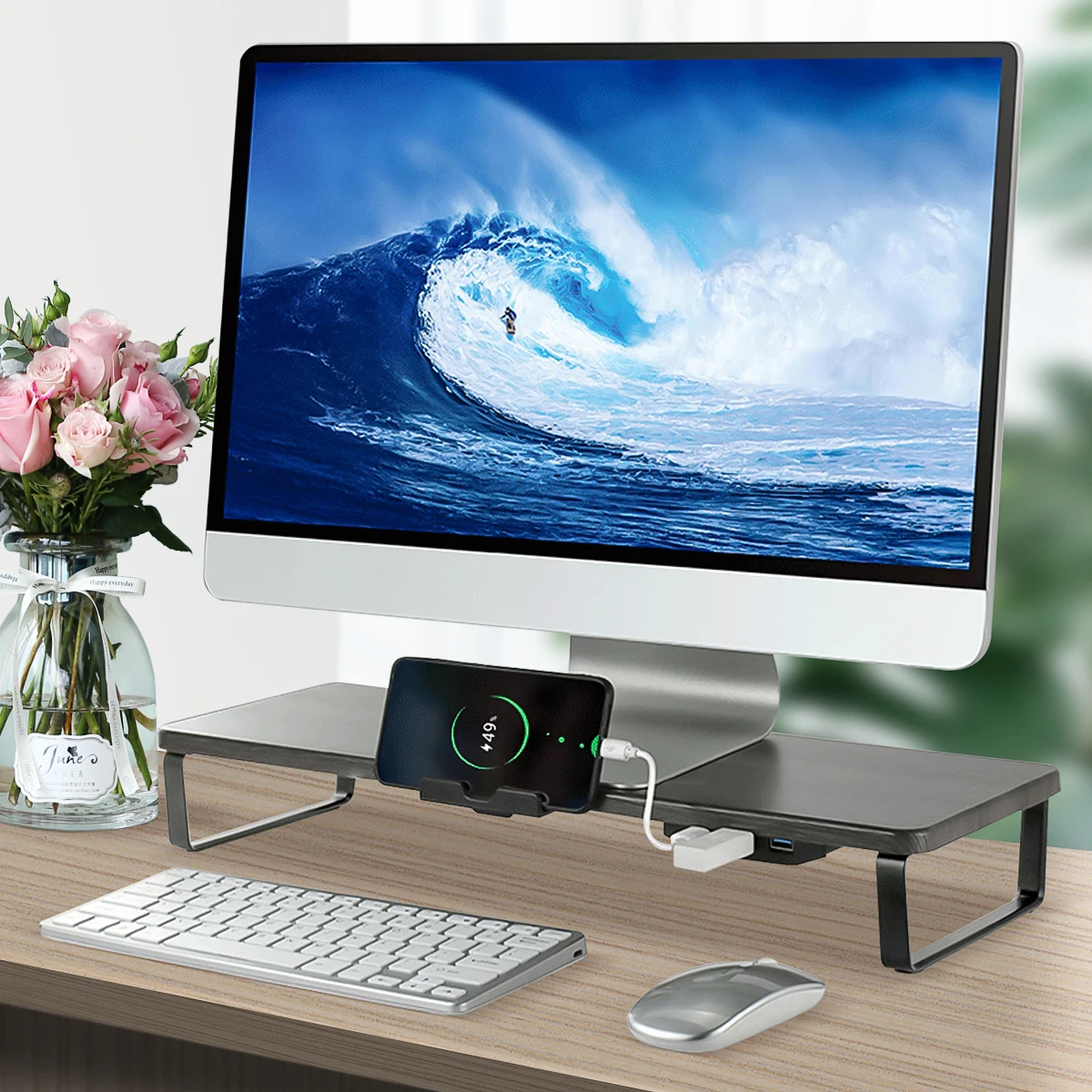 Подставка для монитора с 3 USB-портами, многофункциональный настольный держатель для телефона и ноутбука, подставка для экрана
Подставка для монитора с 3 USB-портами, многофункциональный настольный держатель для телефона и ноутбука, подставка для экрана