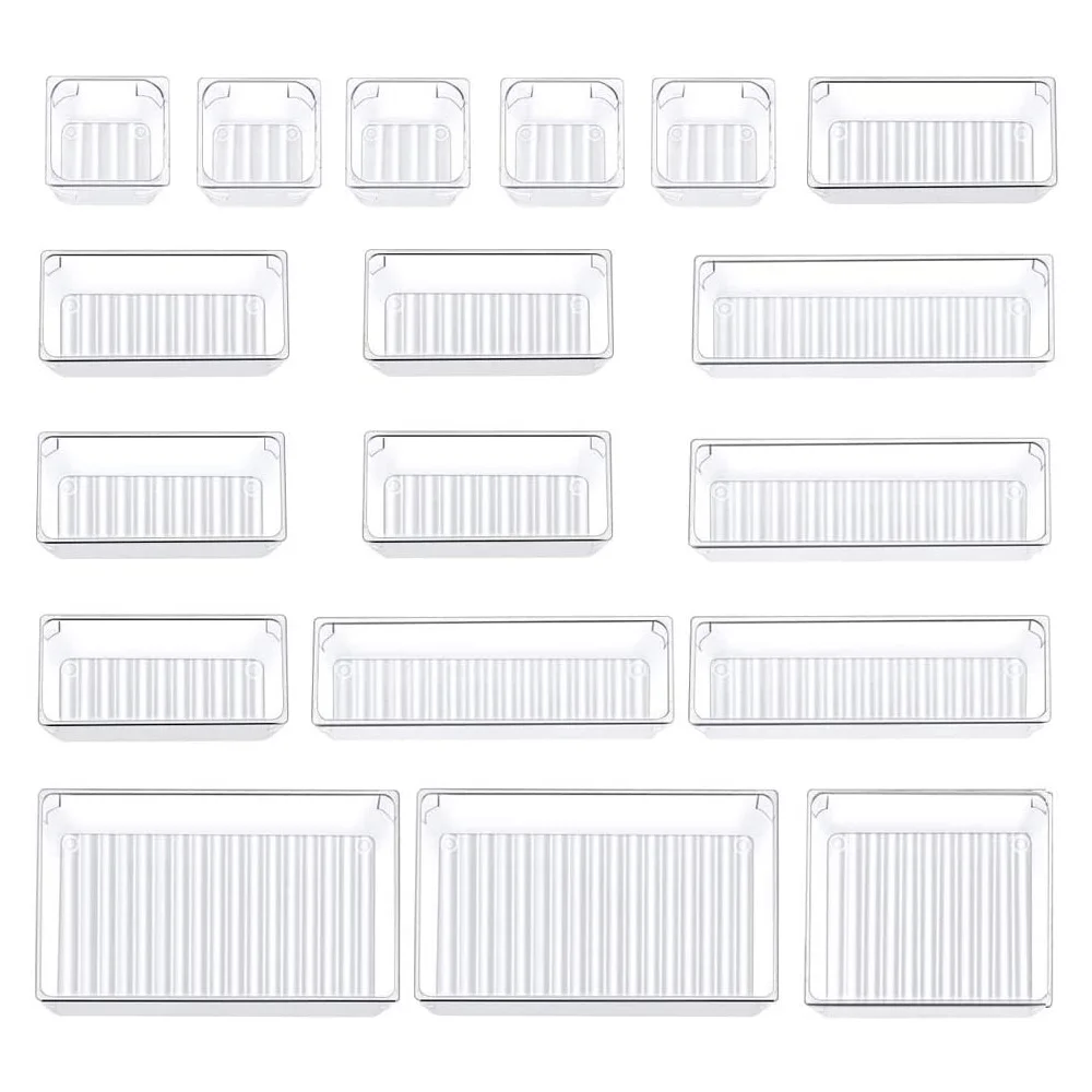 18 PCS Drawer Organizer Makeup Drawer Organizer Versatile Kitchen Bathroom Office Organizer Divider Bin
18 PCS Drawer Organizer Makeup Drawer Organizer Versatile Kitchen Bathroom Office Organizer Divider Bin