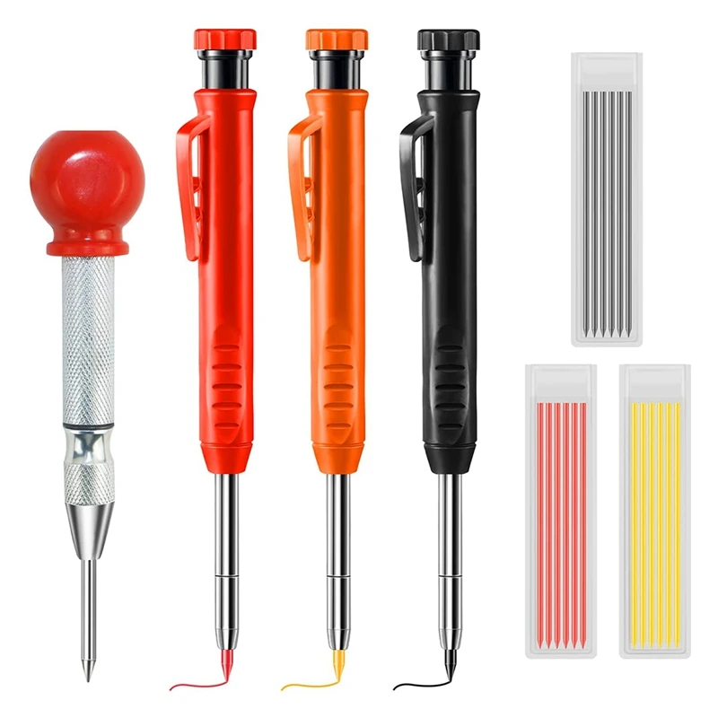 3 Packs Mechanical Carpenter Pencils Set With Center Punch Carbide Scriber Tool Solid Pencil Marker Marking Tools
3 Packs Mechanical Carpenter Pencils Set With Center Punch Carbide Scriber Tool Solid Pencil Marker Marking Tools
