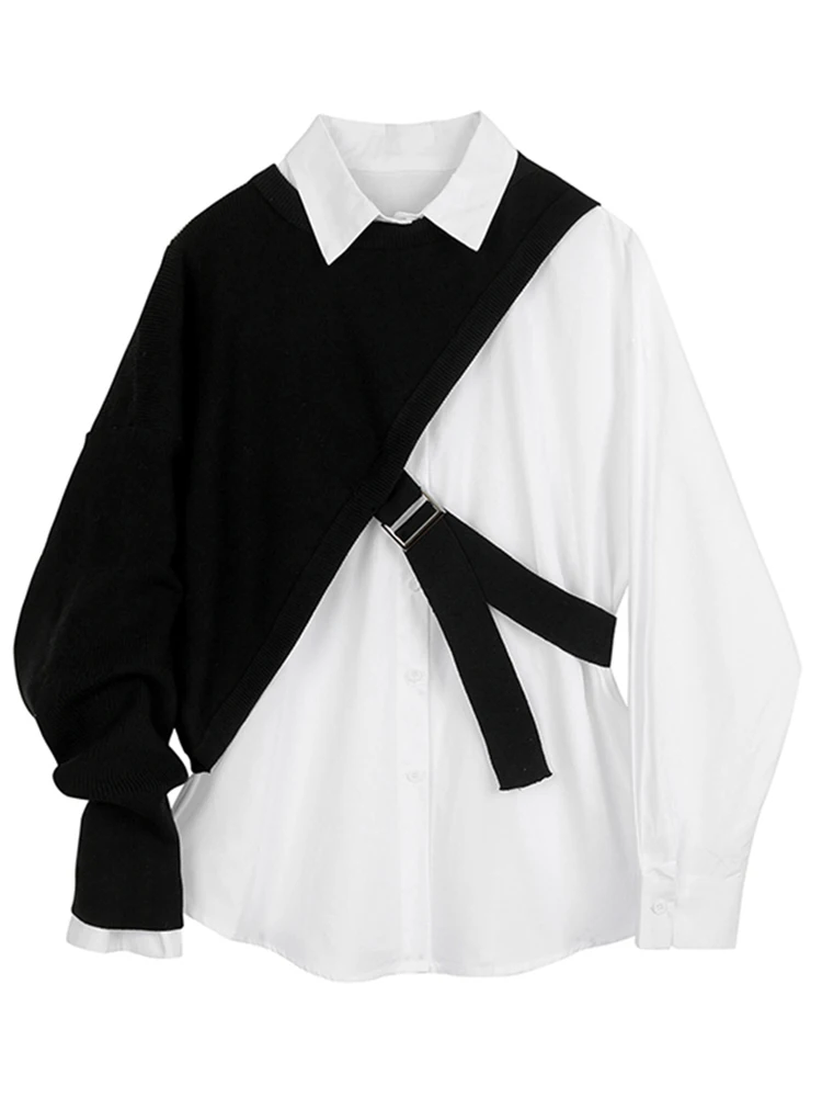 Big Size Blouse Women White Knitting Split New Lapel Long Sleeve Loose Fit Shirt Fashion Tide Spring Autumn Womens Tops 2022
Big Size Blouse Women White Knitting Split New Lapel Long Sleeve Loose Fit Shirt Fashion Tide Spring Autumn Womens Tops 2022