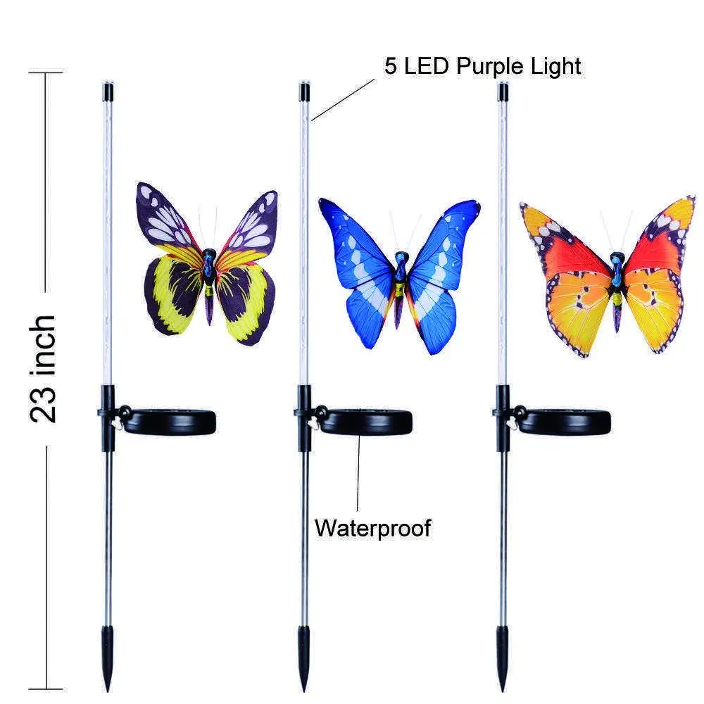 Outdoor Solar Garden Stake Lights, Multi-Color Changing LED Lights, Fiber Optic Butterfly Deco, 3 Pack
Outdoor Solar Garden Stake Lights, Multi-Color Changing LED Lights, Fiber Optic Butterfly Deco, 3 Pack