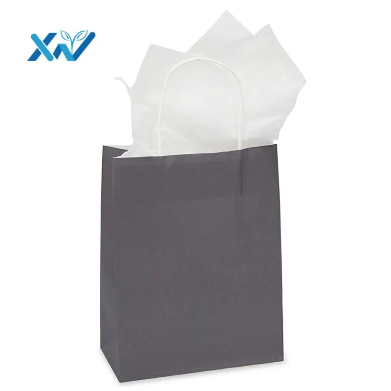 Wholesale black paper bag with Twisted white handle for supermarket shopping gift take away bag
Wholesale black paper bag with Twisted white handle for supermarket shopping gift take away bag