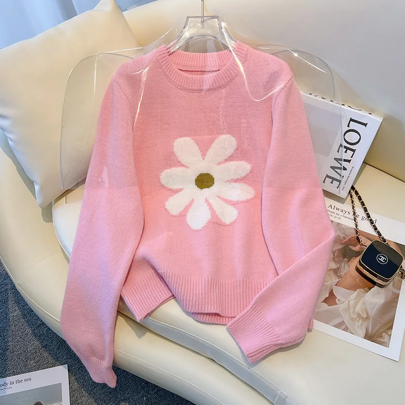 2022 New Autumn Winter Women Loose Pullover Sweater High Quality Sweet Flower Jacquard Knitted Sweater
2022 New Autumn Winter Women Loose Pullover Sweater High Quality Sweet Flower Jacquard Knitted Sweater