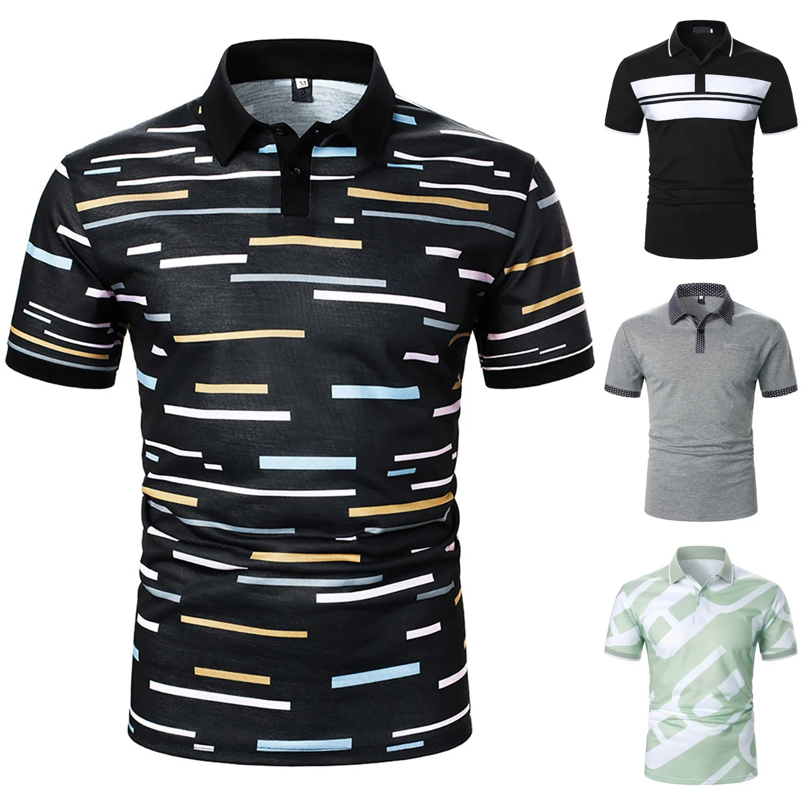 Mens Fashion Color Striped Single Lapel Short Sleeve Shirt Sweater T Shirt Breathable Pullover
Mens Fashion Color Striped Single Lapel Short Sleeve Shirt Sweater T Shirt Breathable Pullover