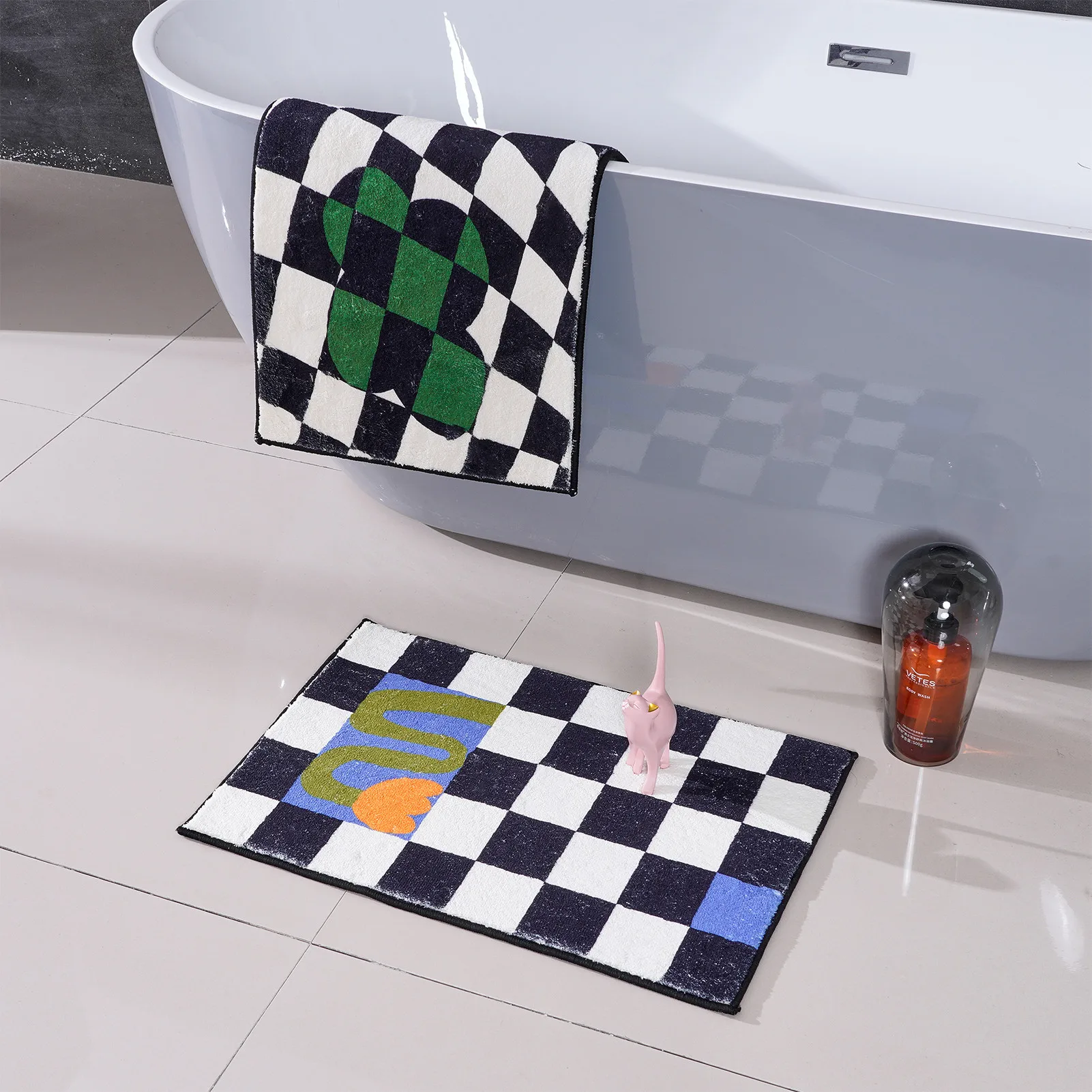 Ковры в шахматном стиле коврики для ванной комнаты гостиной нескользящий