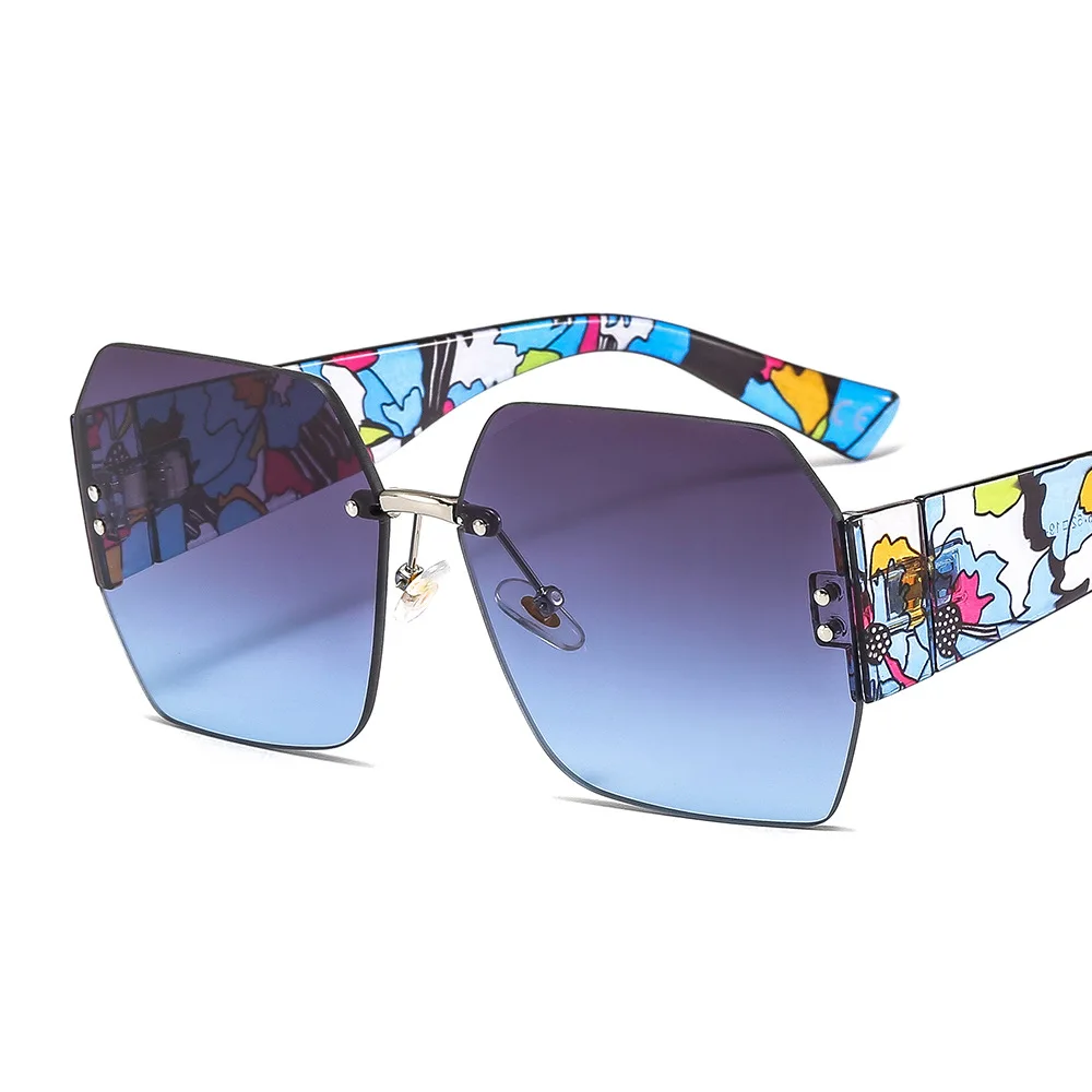 

Fashion Rimless Sunglasses Women Square Goggle Glasses Female Brand Trend Flower Legs Shades Uv400 Vintage Eyeglasses