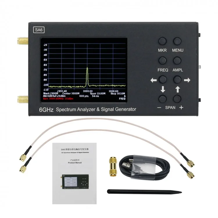SA6 35-6200MHz 3.2" Lcd Display 6GHz Portable Digital RF Spectrum Analyzer with Signal Generator
SA6 35-6200MHz 3.2" Lcd Display 6GHz Portable Digital RF Spectrum Analyzer with Signal Generator
