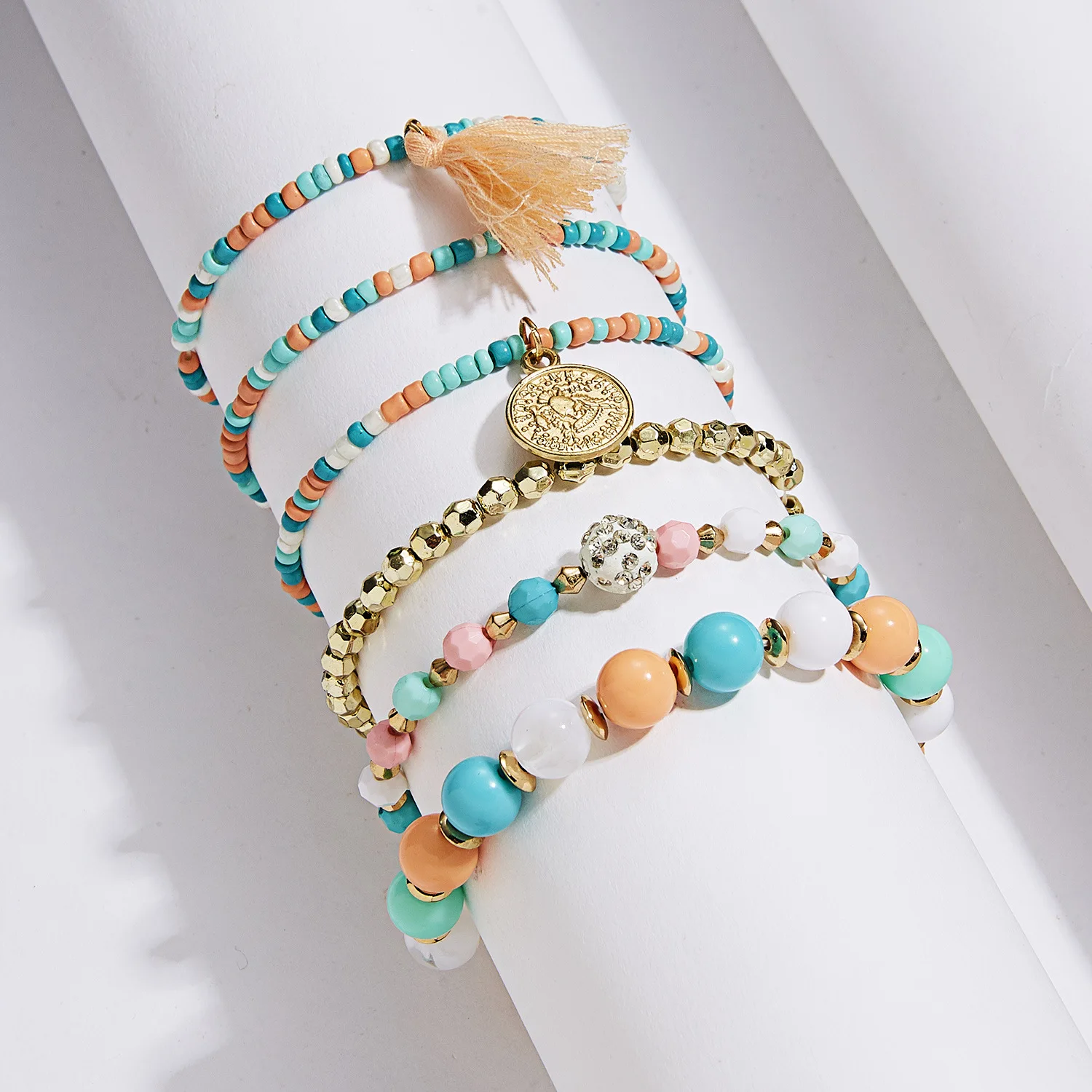 New Boho Fashion Beaded Bracelet 6 Packs Beauty Head Coin Tassel Multilayer Bracelet Jewelry
New Boho Fashion Beaded Bracelet 6 Packs Beauty Head Coin Tassel Multilayer Bracelet Jewelry