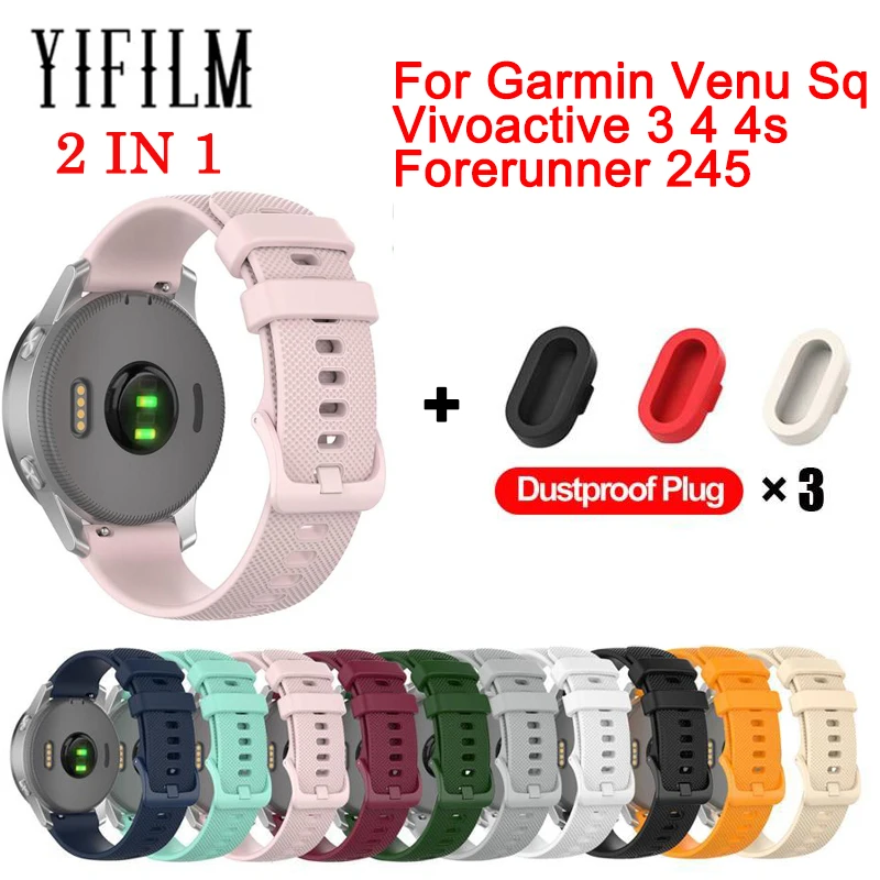 Watch Strap With Dustproof Plug For Garmin Venu Vivoactive 3 Silicone Wristband Strap For Garmin Vivoactive 4S 4 Forerunner 245
Watch Strap With Dustproof Plug For Garmin Venu Vivoactive 3 Silicone Wristband Strap For Garmin Vivoactive 4S 4 Forerunner 245