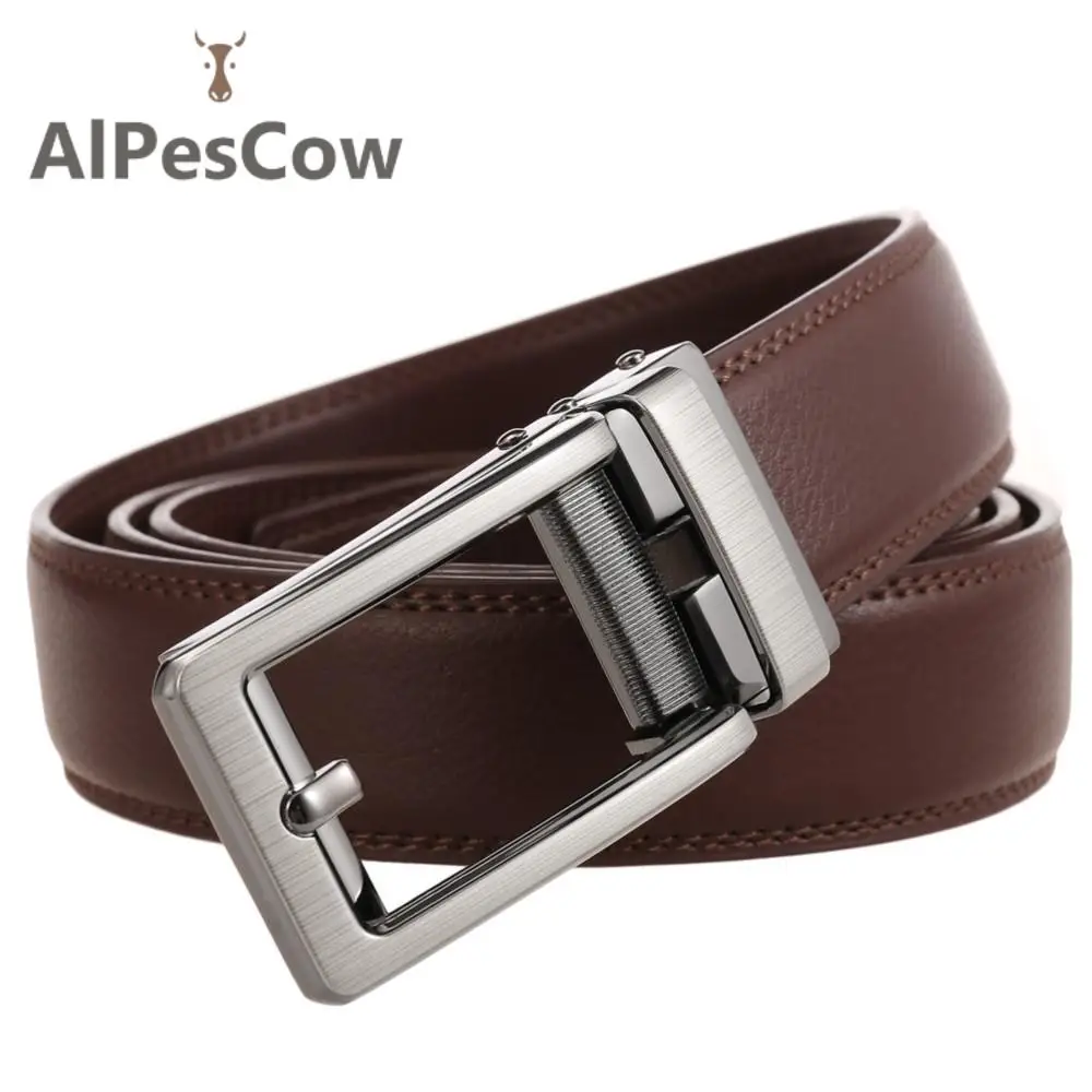 

Genuine Leather Belt for Men 100% Alps Cowhide Ratchet Belt 3.0cm Width Designer Luxury Automatic Buckle Waistband Business Male