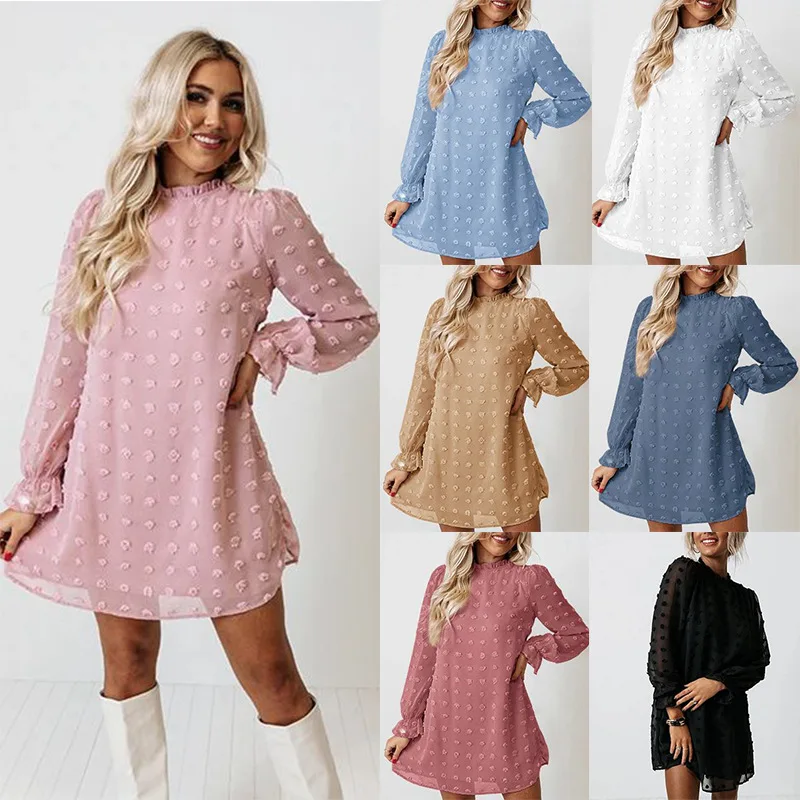 2022 Spring and Autumn Lace Collar Puff Sleeve Chiffon Embroidered Hair Ball Dress Skirt Dress Women
2022 Spring and Autumn Lace Collar Puff Sleeve Chiffon Embroidered Hair Ball Dress Skirt Dress Women