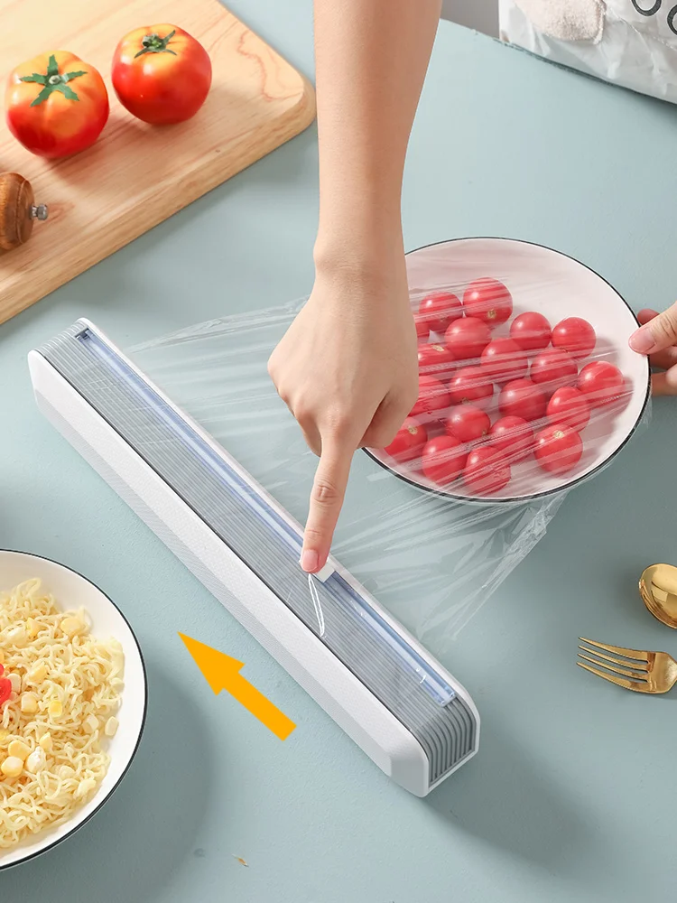 Home Cling Film Cutting Box Wall-mounted Food Plastic Wrap Suction Cup Plastic Wrap Cutter Kitchen Food Preservation Accessories
Home Cling Film Cutting Box Wall-mounted Food Plastic Wrap Suction Cup Plastic Wrap Cutter Kitchen Food Preservation Accessories