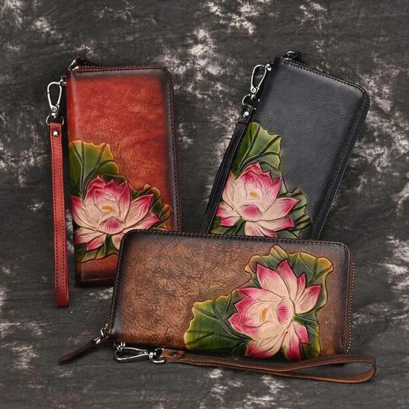 Vintage Embossing Wallet Clutch Bag for Women Genuine Leather Zipper Flower Long Wallet Purse Clutch Female Wallet
Vintage Embossing Wallet Clutch Bag for Women Genuine Leather Zipper Flower Long Wallet Purse Clutch Female Wallet
