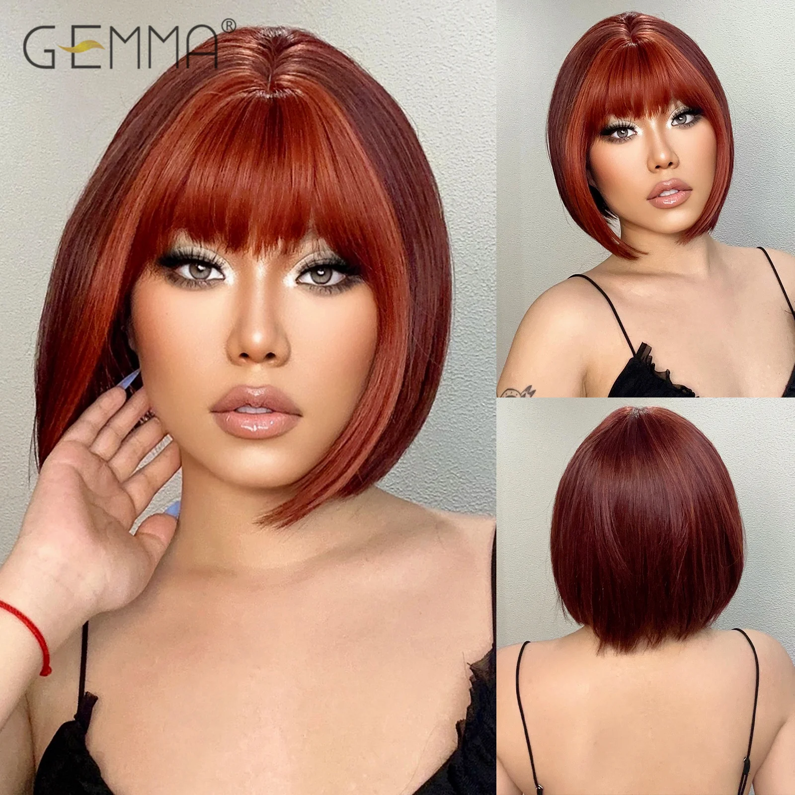 Mixed Red Brown Bob Synthetic Wig with Highlight Bangs Short Straight Wigs for Women Cosplay Party Natural Hair Heat Resistant
Mixed Red Brown Bob Synthetic Wig with Highlight Bangs Short Straight Wigs for Women Cosplay Party Natural Hair Heat Resistant