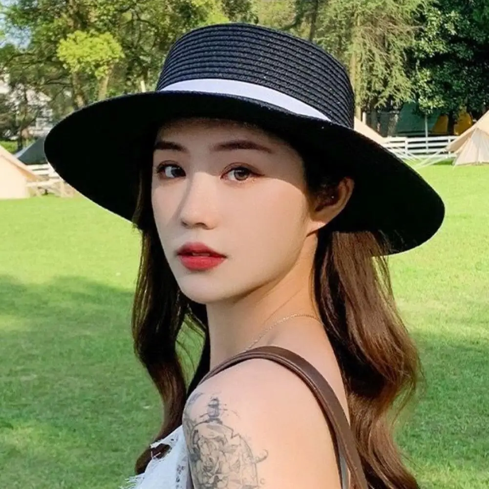 British Flat Top Hat Shade Sunscreen Beach Straw Hat Ladies Outdoor Summer Beach Hat Beach Wide-brimmed Classic Sunscreen Hat 
British Flat Top Hat Shade Sunscreen Beach Straw Hat Ladies Outdoor Summer Beach Hat Beach Wide-brimmed Classic Sunscreen Hat