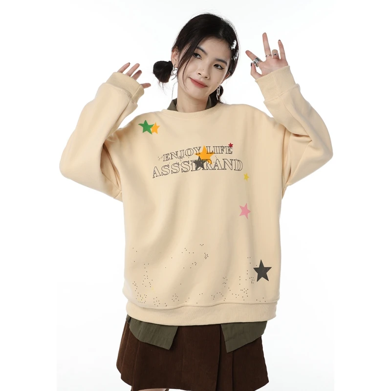Women Clothing Khaki Sweatshirt Letter Printing Female Vintage Fashion Street Style Winter Thicken Warm Baggy Pullover Tops
Women Clothing Khaki Sweatshirt Letter Printing Female Vintage Fashion Street Style Winter Thicken Warm Baggy Pullover Tops
