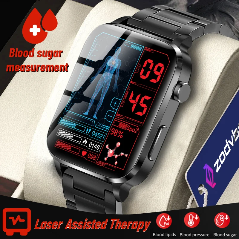 

Неинвазивные Смарт-часы с измерением уровня сахара в крови для мужчин, лазерная терапия, Мониторинг Артериального давления, водонепроницаемые IP68 Смарт-часы для женщин
