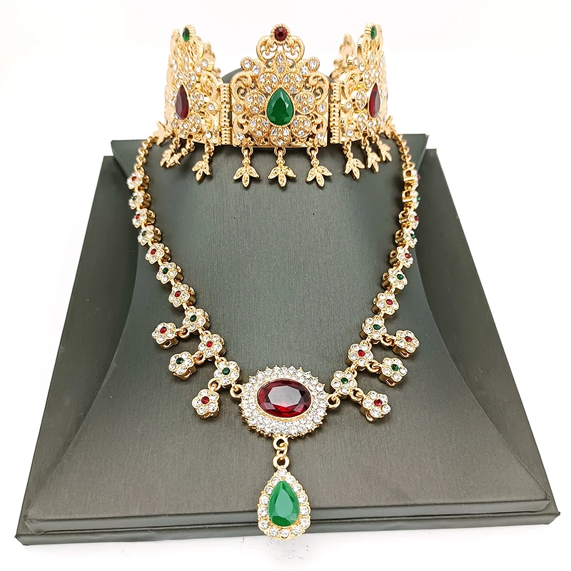 Happy Wedding Jewelry Set Bridal Headchain Queen Crown Necklace Set French Women Jewelry Luxury Rhinestone Necklace Set
Happy Wedding Jewelry Set Bridal Headchain Queen Crown Necklace Set French Women Jewelry Luxury Rhinestone Necklace Set