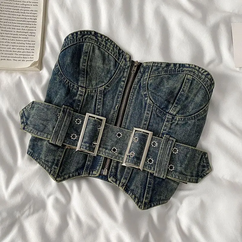 Retro Denim Tube Top Hot Girl Blouse Female 2022 New Spring and Summer Strapless Design Sense Niche Sexy Vest
Retro Denim Tube Top Hot Girl Blouse Female 2022 New Spring and Summer Strapless Design Sense Niche Sexy Vest