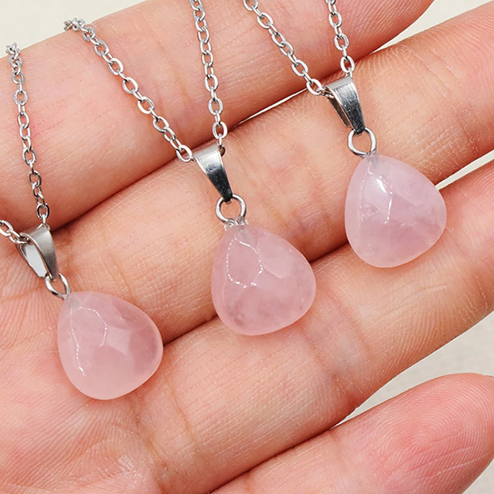 1Pc Natural Rose Quartz Pendant Pink Crystal Water Drop Cutting Surface Pendant Charm Necklace Lovers Jewelry Festival Gift
1Pc Natural Rose Quartz Pendant Pink Crystal Water Drop Cutting Surface Pendant Charm Necklace Lovers Jewelry Festival Gift