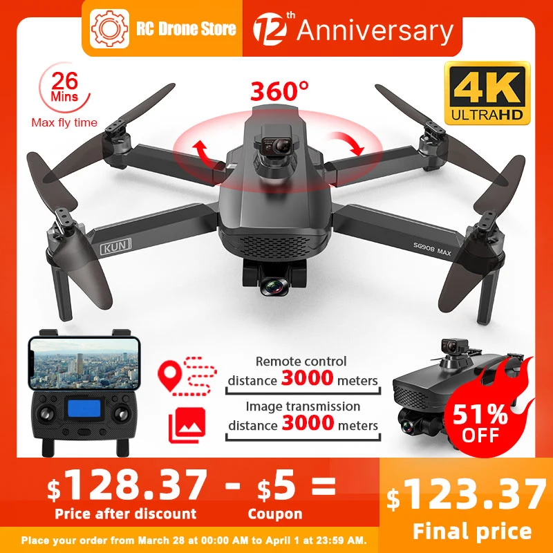 New SG908 MAX / SG908 Pro 4K Profesional Camera Drone With WiFi 3KM GPS 3-Axis Gimbal Obstacle Avoidance RC Quadcopter Drone
New SG908 MAX / SG908 Pro 4K Profesional Camera Drone With WiFi 3KM GPS 3-Axis Gimbal Obstacle Avoidance RC Quadcopter Drone