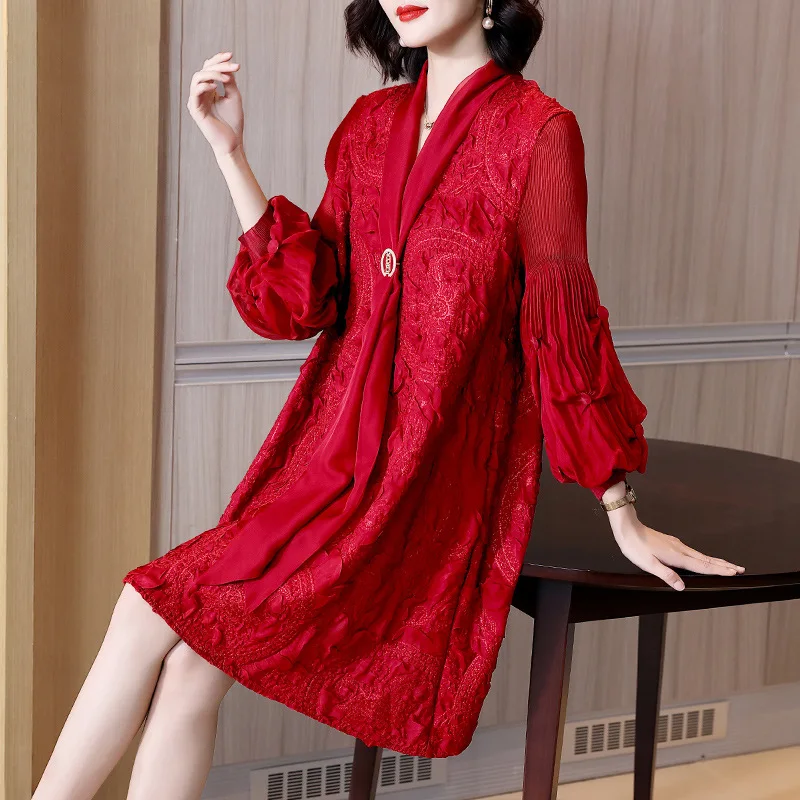 Miyake Pleated Dress for Women 2022 Summer New Machine Embroidery Ladies Fashion Loose Temperament Plus Size A- Line Vestidos
Miyake Pleated Dress for Women 2022 Summer New Machine Embroidery Ladies Fashion Loose Temperament Plus Size A- Line Vestidos