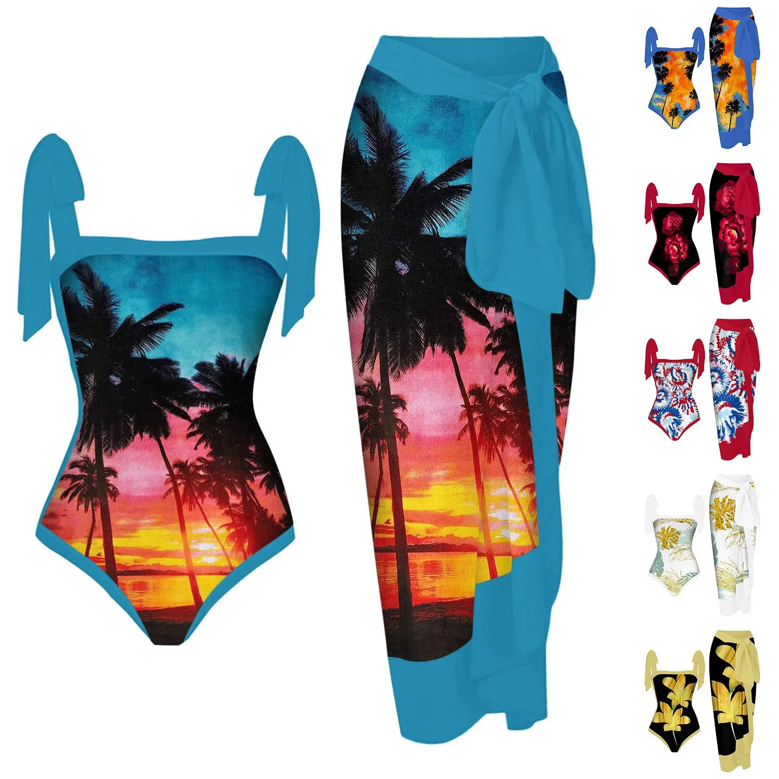 

Женская мода Ретро Печатный консервативный цельный пляжный комплект платья (комплект из 2 частей с бюстгальтером и без стального бюстгальтера) Ropa De Mujer