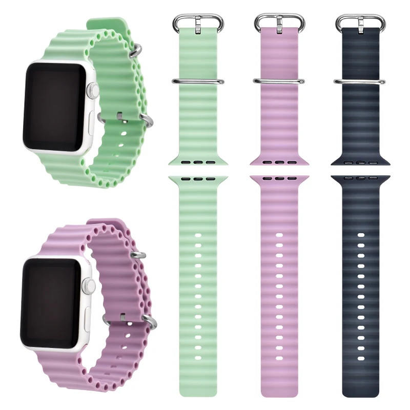 For pure color silicone watch bands strap for apple watch series sport band 
For pure color silicone watch bands strap for apple watch series sport band