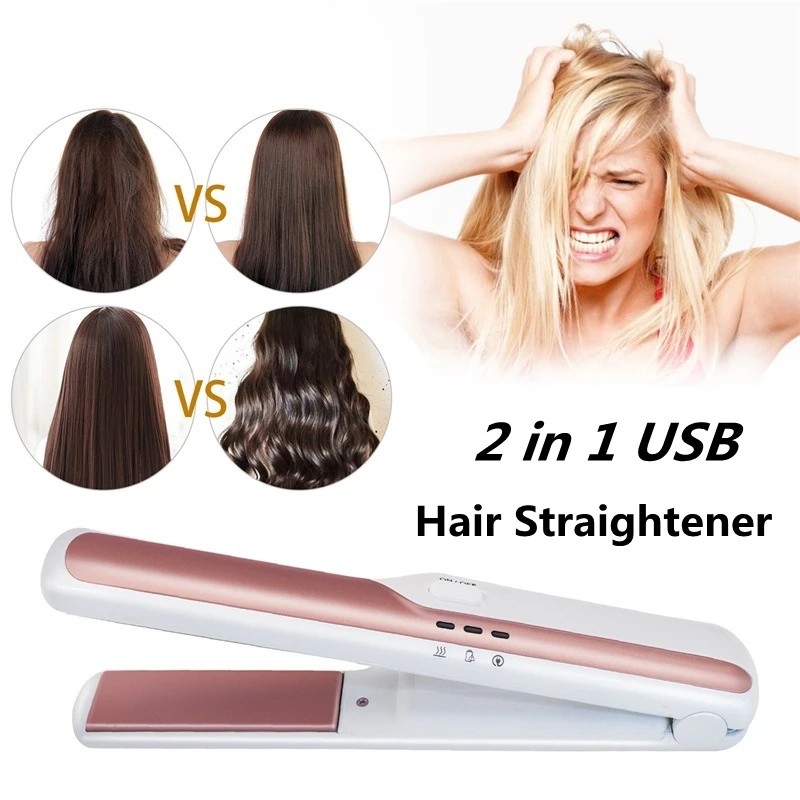 Wireless Hair Straightener Flat Iron Mini Cordless 2 IN 1 Hair Curler Straightening USB Portable Home Salon Hair Styling Tools
Wireless Hair Straightener Flat Iron Mini Cordless 2 IN 1 Hair Curler Straightening USB Portable Home Salon Hair Styling Tools