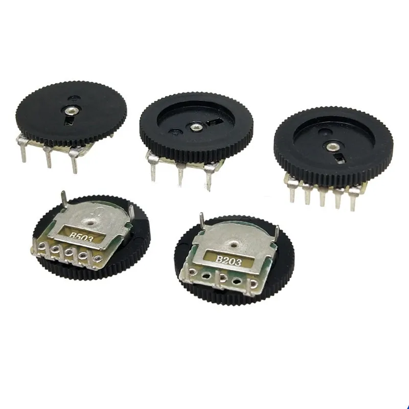 200PCS Single Double Dial Taper Volume Wheel Duplex Potentiometer 3P 5P 16*2MM B102 B103 B203 B503 B104 1K 2K 5 
200PCS Single Double Dial Taper Volume Wheel Duplex Potentiometer 3P 5P 16*2MM B102 B103 B203 B503 B104 1K 2K 5
