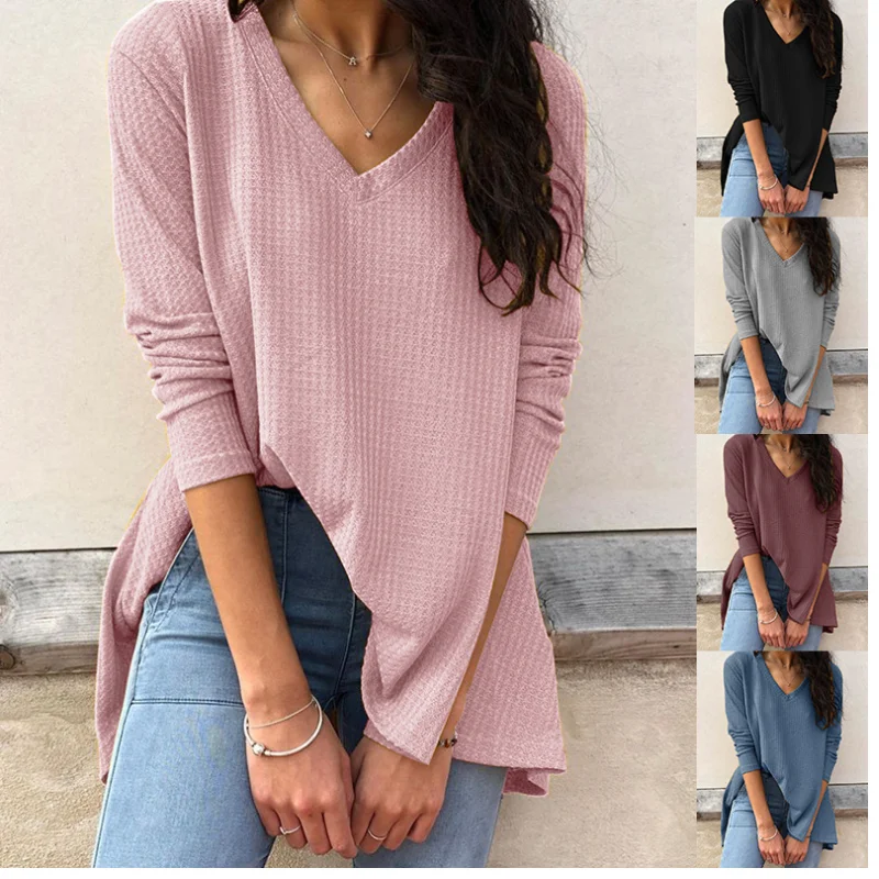 Large size Women's Autumn New Casual Loose V-neck Bottoming Shirt Long Sleeve T-shirt Women Tops Women
Large size Women's Autumn New Casual Loose V-neck Bottoming Shirt Long Sleeve T-shirt Women Tops Women