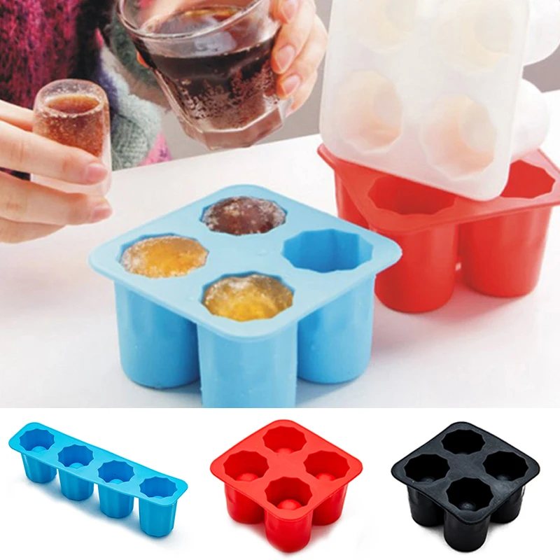 

Однотонная плотная коробка для льда с 4 ячейками, кухонные принадлежности, форма для льда, форма для куба, силиконовая Мягкая прочная форма