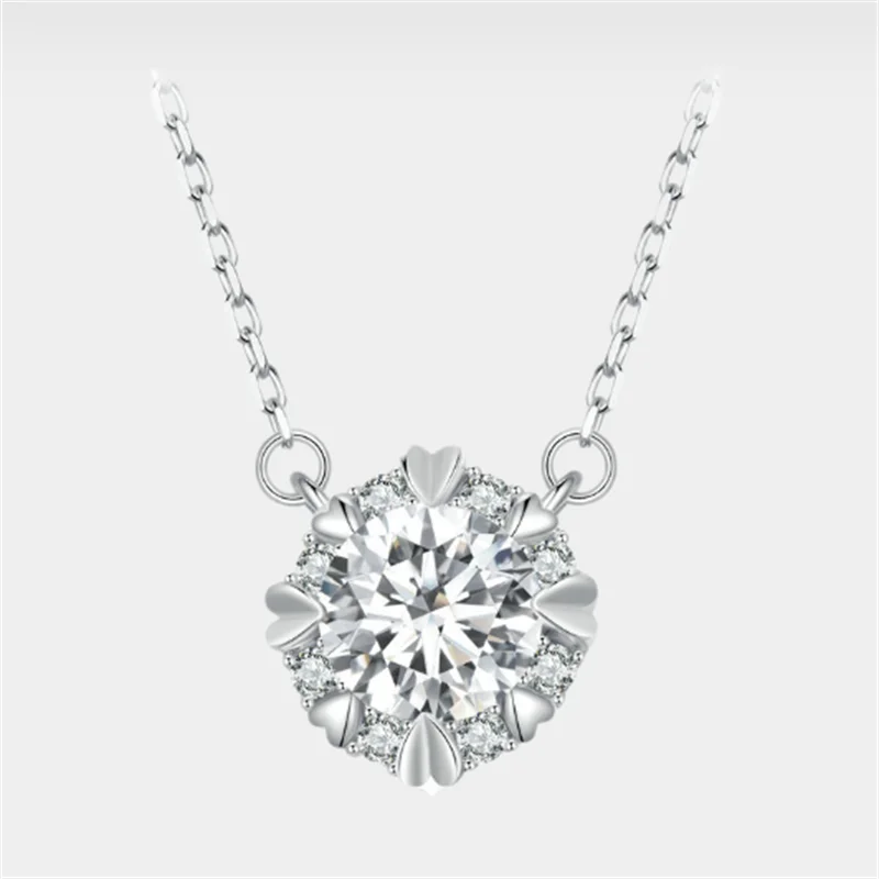 

MSN011 Lefei модное роскошное классическое креативное дизайнерское круглое ожерелье из муассанита с сердцем 1 карат для женщин 925 Серебряное бриллиантовое ювелирное изделие в подарок
