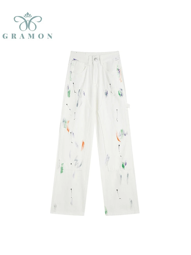 Women's Jeans Harajuku High Waist Vintage Chic Ink Print Denim Pants Korean 2022 Summer Streetwear Y2k Female Wide Leg Trousers
Women's Jeans Harajuku High Waist Vintage Chic Ink Print Denim Pants Korean 2022 Summer Streetwear Y2k Female Wide Leg Trousers