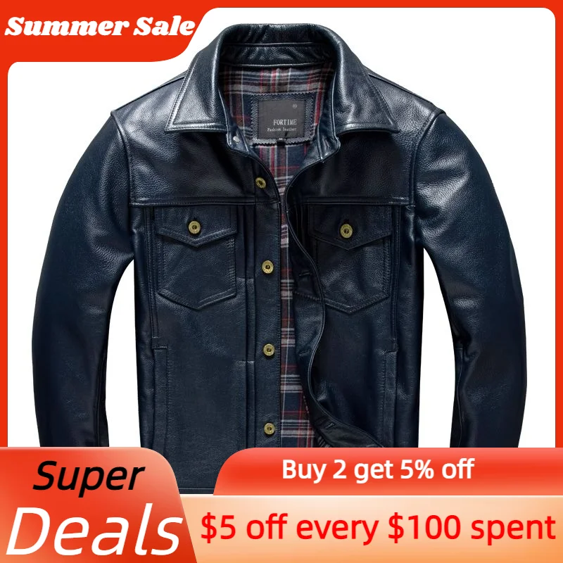 Dark Blue Men's Spring Jacket Casual Style Plus Size 5XL Single Breasted Natural Cowhide Slim Fit Short Genuine Leather Coats
Dark Blue Men's Spring Jacket Casual Style Plus Size 5XL Single Breasted Natural Cowhide Slim Fit Short Genuine Leather Coats